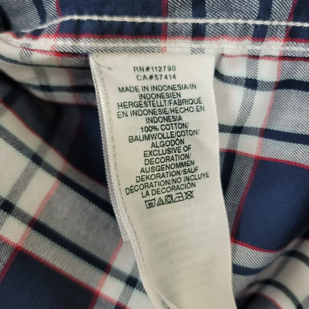 True Religion Plaid Western Shirt 3XL Blue Button Down Logo Pockets